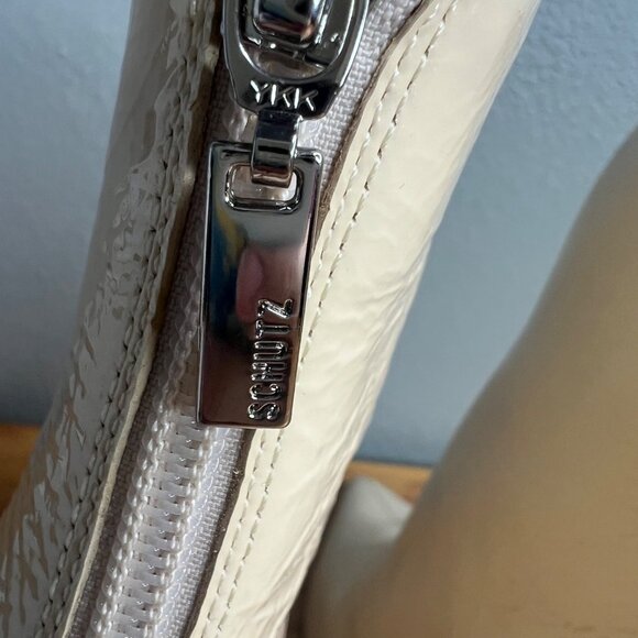 Schutz Viha Patent Leather Bootie‎ Womens 10 Pointed Toe Heel Eggshell - Picture 8 of 16